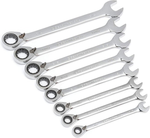 GEARWRENCH 8 Pc 72T Reversible Ratcheting Combination SAE Wrench Set |9533N