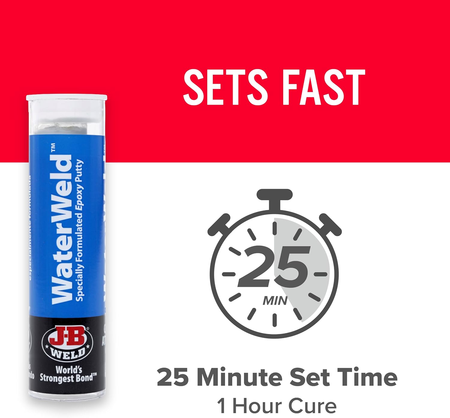 J-B Weld WaterWeld, 1 Hour Cure, Epoxy Putty Stick - 2 Pack, Off-White (8277-2)