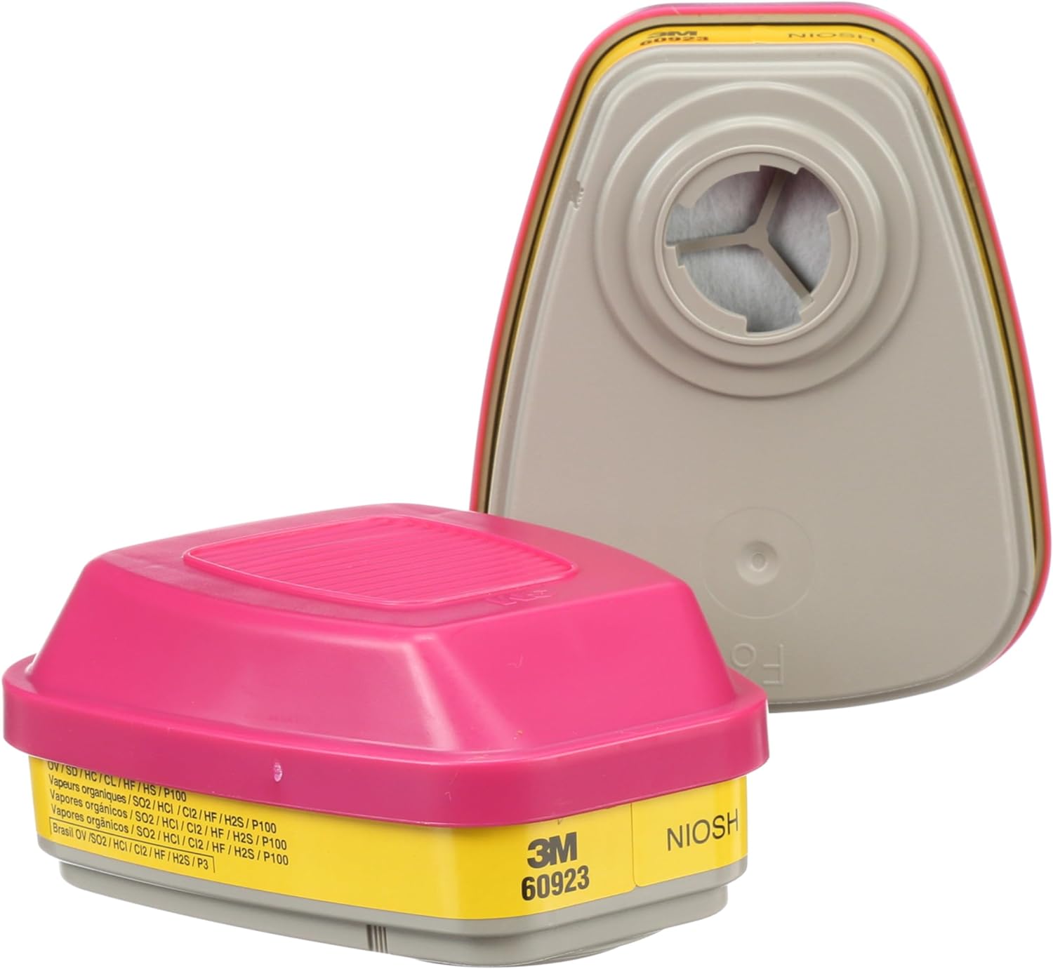 3M P100 Respirator Cartridge/Filter 60923, NIOSH Approved, 1 Pair