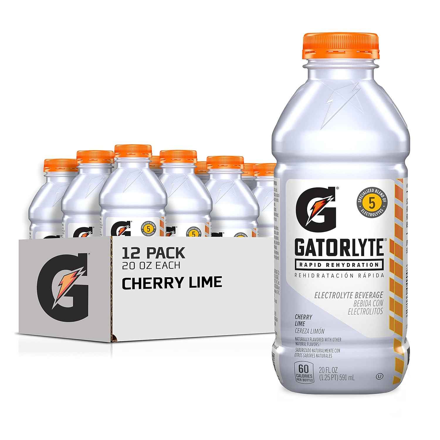 Gatorlyte Rapid Rehydration Electrolyte Beverage, Orange, 20oz Bottles (12 Pack)