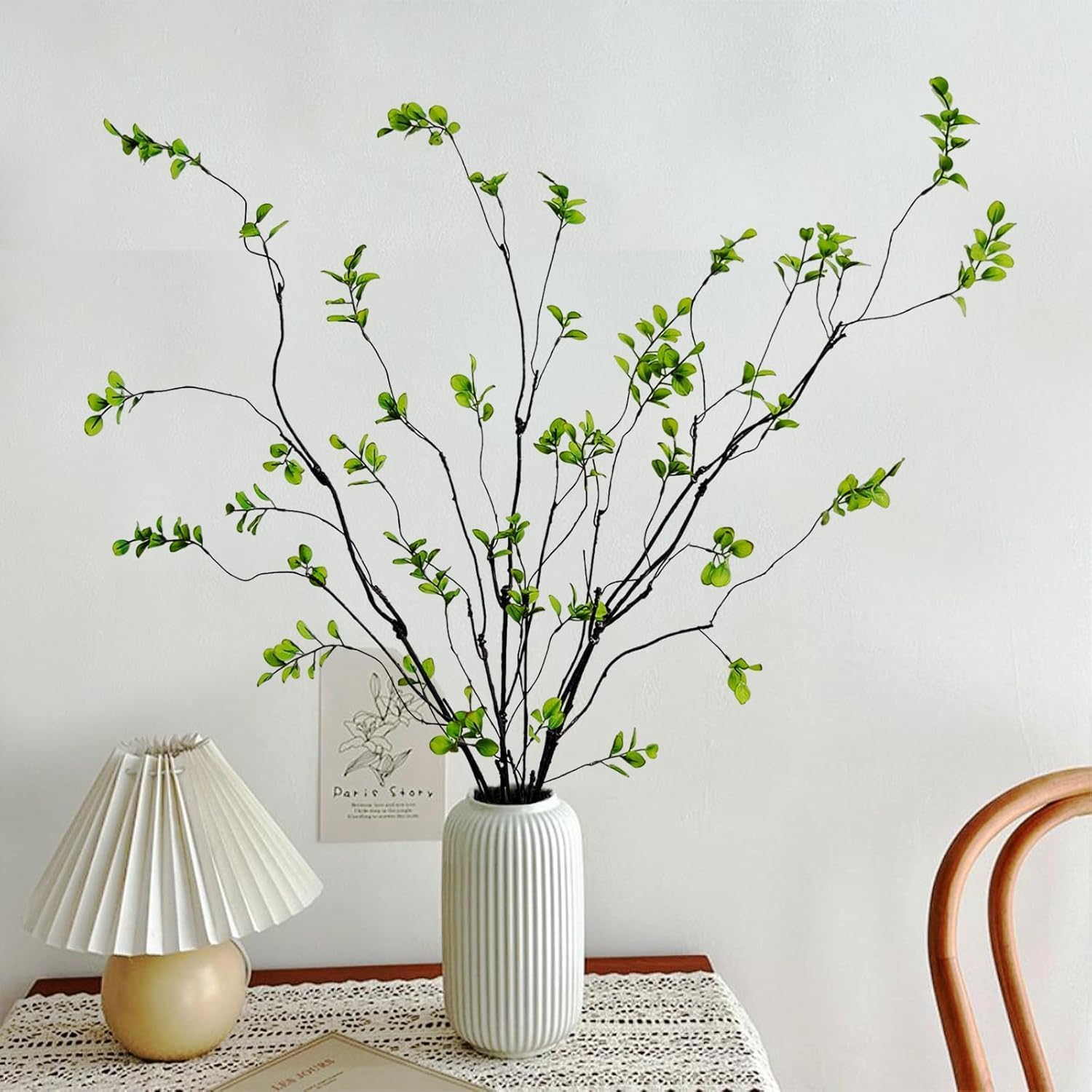 6 Pcs Artificial Ficus Branches Faux Eucalyptus Stems, 47.2 Inch Fake Greenery Stems Artificial Plants for Vase Filler Decoration, Fake Leaves Branches Centerpieces Decor.