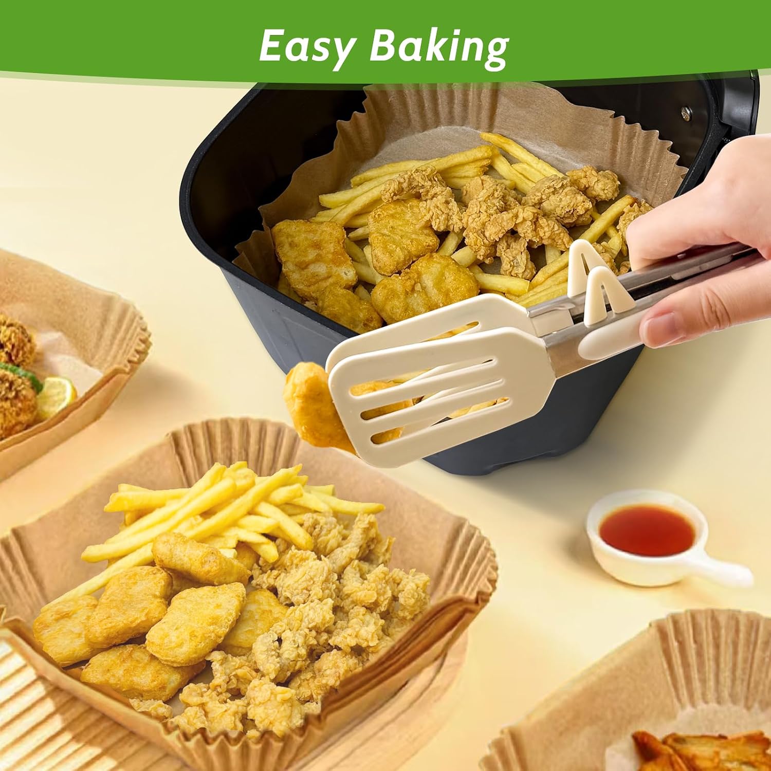360 Pcs 8” Square Air Fryer Paper Liners Disposable Unbleached Heavy Duty