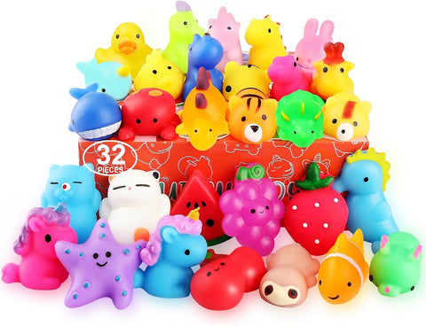 nobasco Squishies, 32 Pack Mochi Squishy Toys - Kawaii Cat Squishys Slow Rising Animals - Party Favors, Goodie Bag, Birthday Gifts, Mini Squishies Stress Reliever Toy