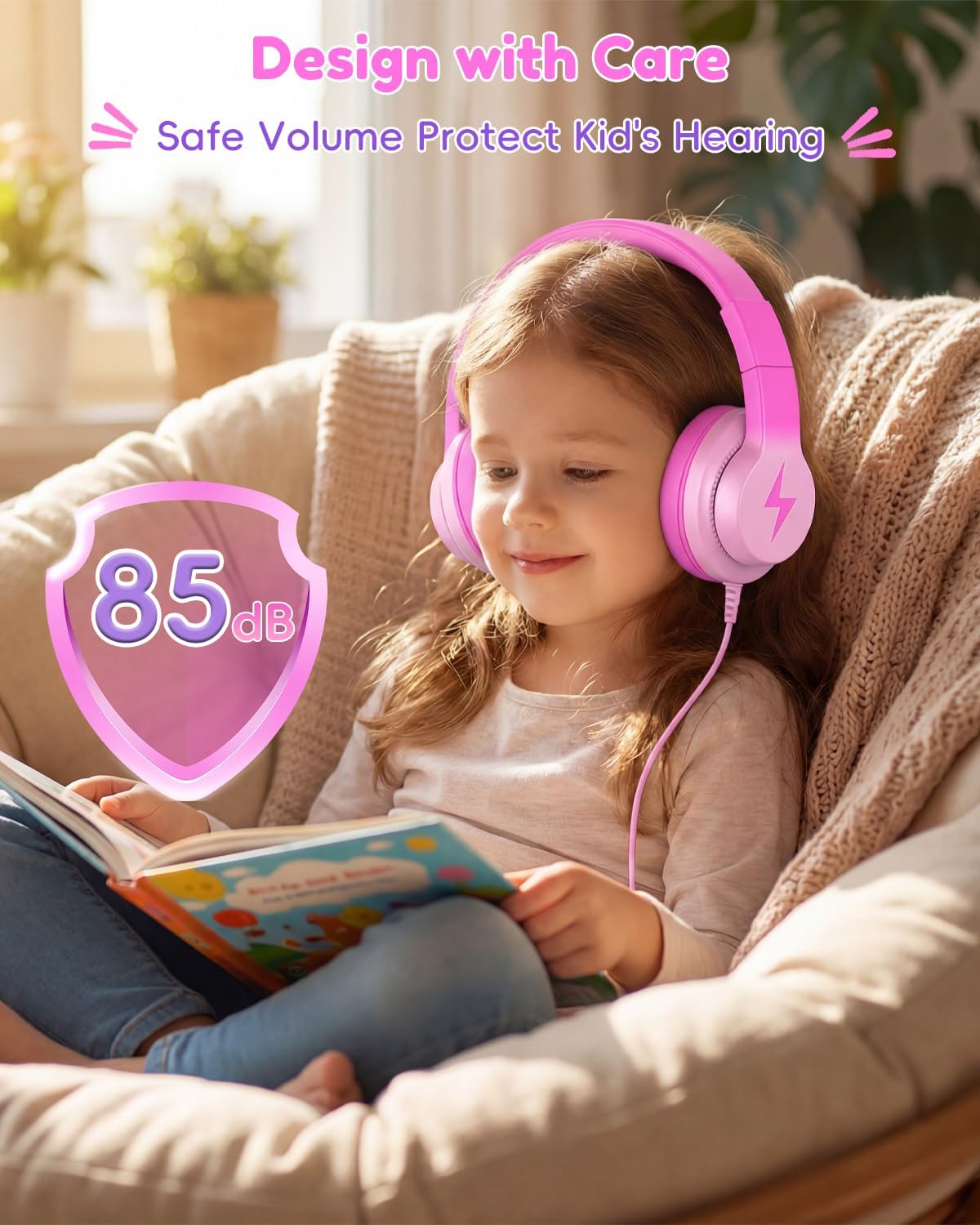 Candy Bila USB C Kids Headphones for School,Wired Over-Ear for Boys Girls