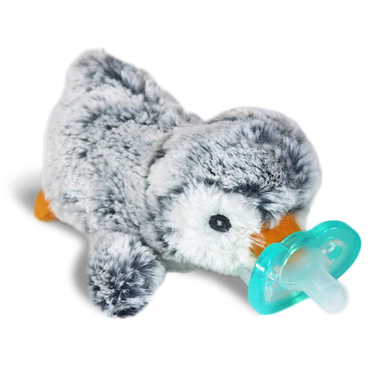 RaZbaby RaZbuddy Stuffed Animal Pacifier Holder for Newborns & Up, Made in the USA, Detachable Orthodontic JollyPop Pacifier, Medical-Grade 100% BPA-Free Silicone, Baby Shower, 0 Months+ (Axolotl)