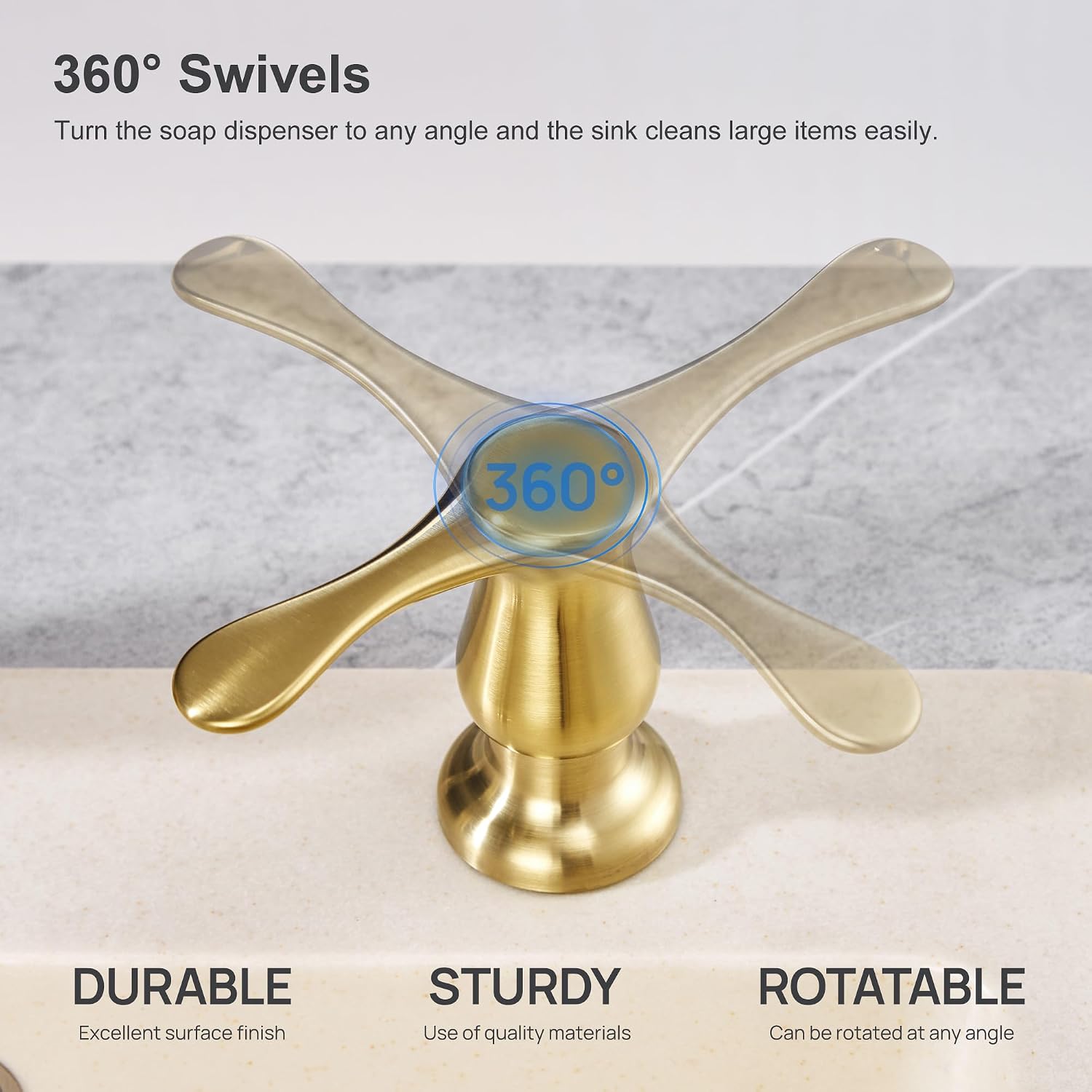 GAGALIFE Gold Kitchen Sink Soap Dispenser with 17 OZ Bottle