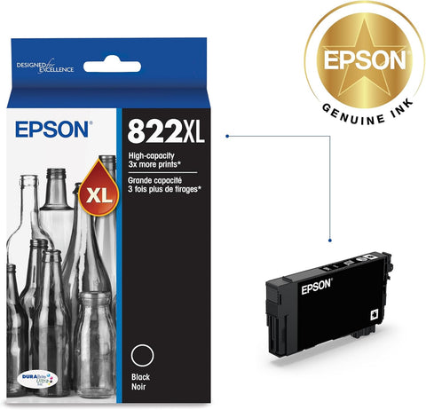 Epson 822XL Genuine High Capacity Black Ink Cartridge T822XL120