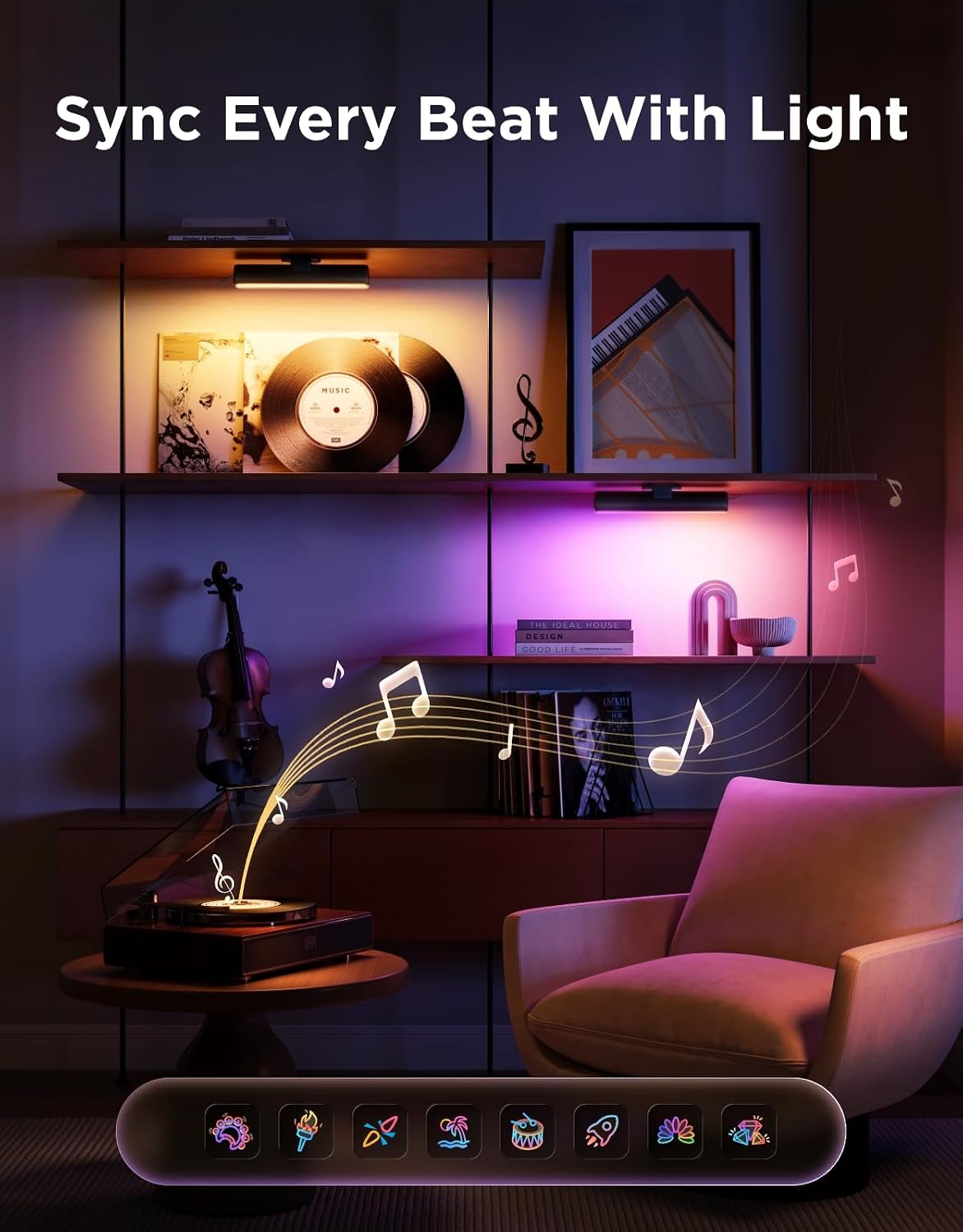 Govee Smart Light Bar, RGBICWW TV Lights for Living Room, Gaming, Black