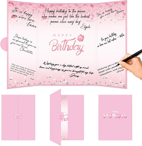Crenics Pink Happy Birthday Guest Signature Book Alternative 18" x 12"