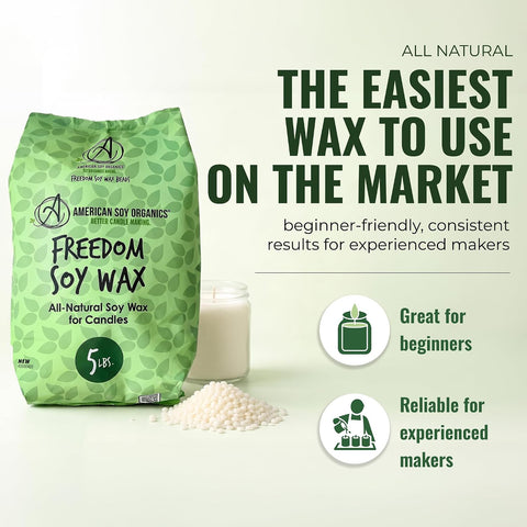 American Soy Organics Freedom Soy Wax Beads, All-Natural Candle Wax, 5 lbs