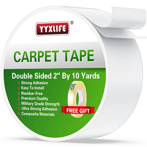 YYXLIFE Double Sided Carpet Tape for Area Rugs & Hardwood Floors, 2" x10YD