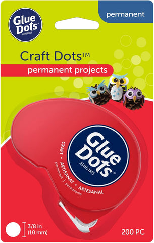 Glue Dots, Craft Dots Dot N' Go Dispenser, Double-Sided, 3/8", .38 Inch, 200 Dots, DIY Craft Glue Tape, Sticky Adhesive Glue Points, Liquid Hot Glue Alternative, Clear