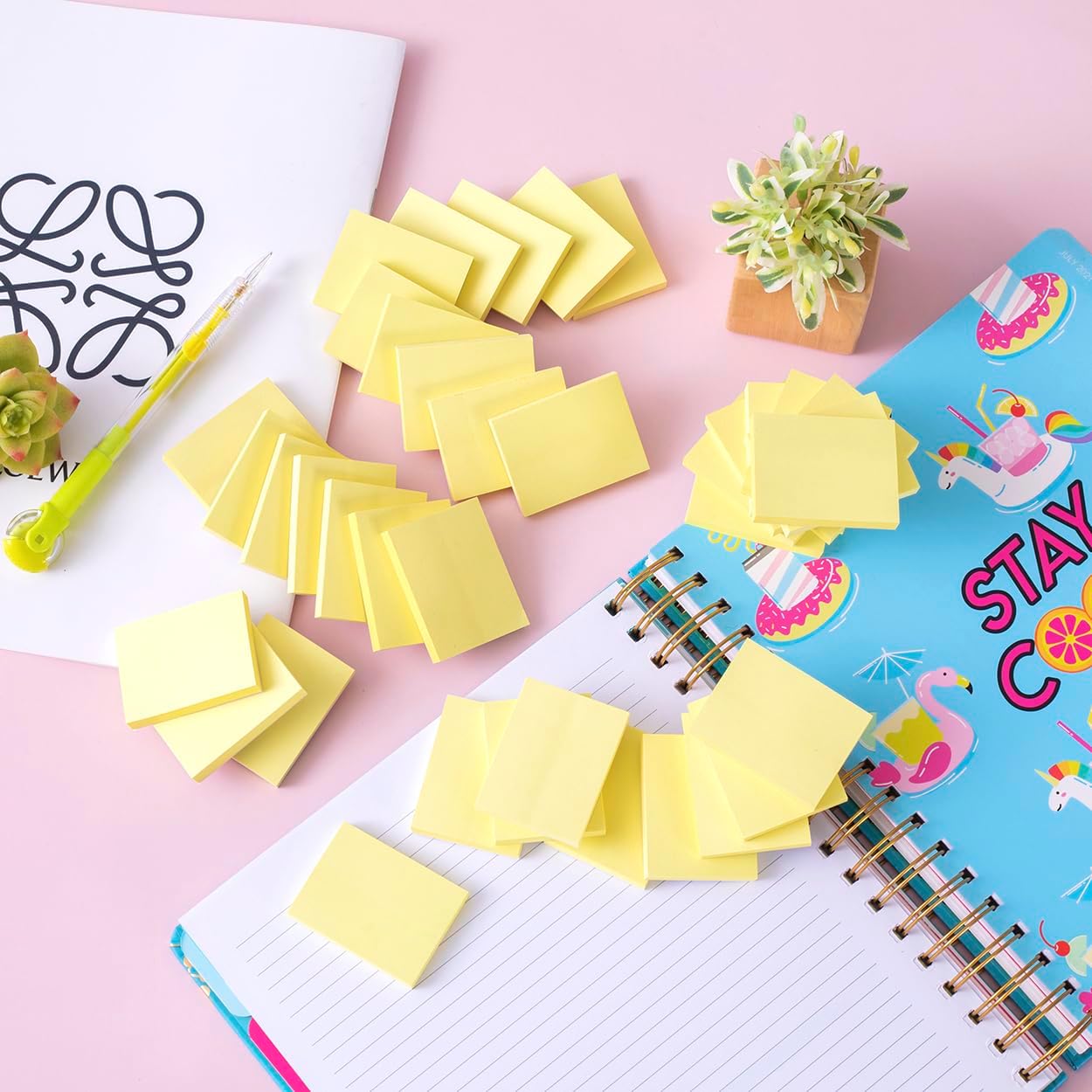 (50 Pads) Sticky Notes 1.5x2, Yellow Sticky Pads, Self-Stick Pads,