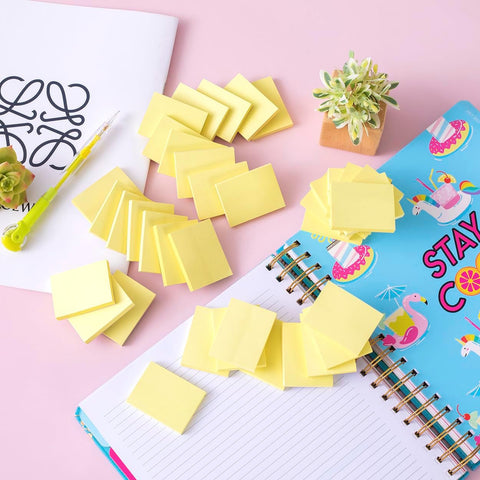(50 Pads) Sticky Notes 1.5x2, Yellow Sticky Pads, Self-Stick Pads,