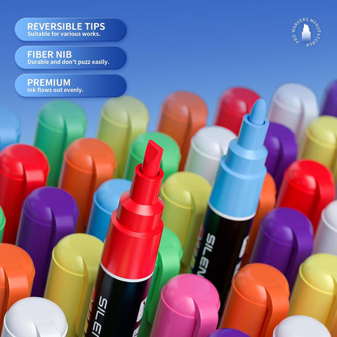 SILENART Pink Chalk Markers 2 Pack - Pink Dry Erase Markers Pen - Liquid Chalk Markers for Chalkboard, Window, Glass, Mirror, Blackboard