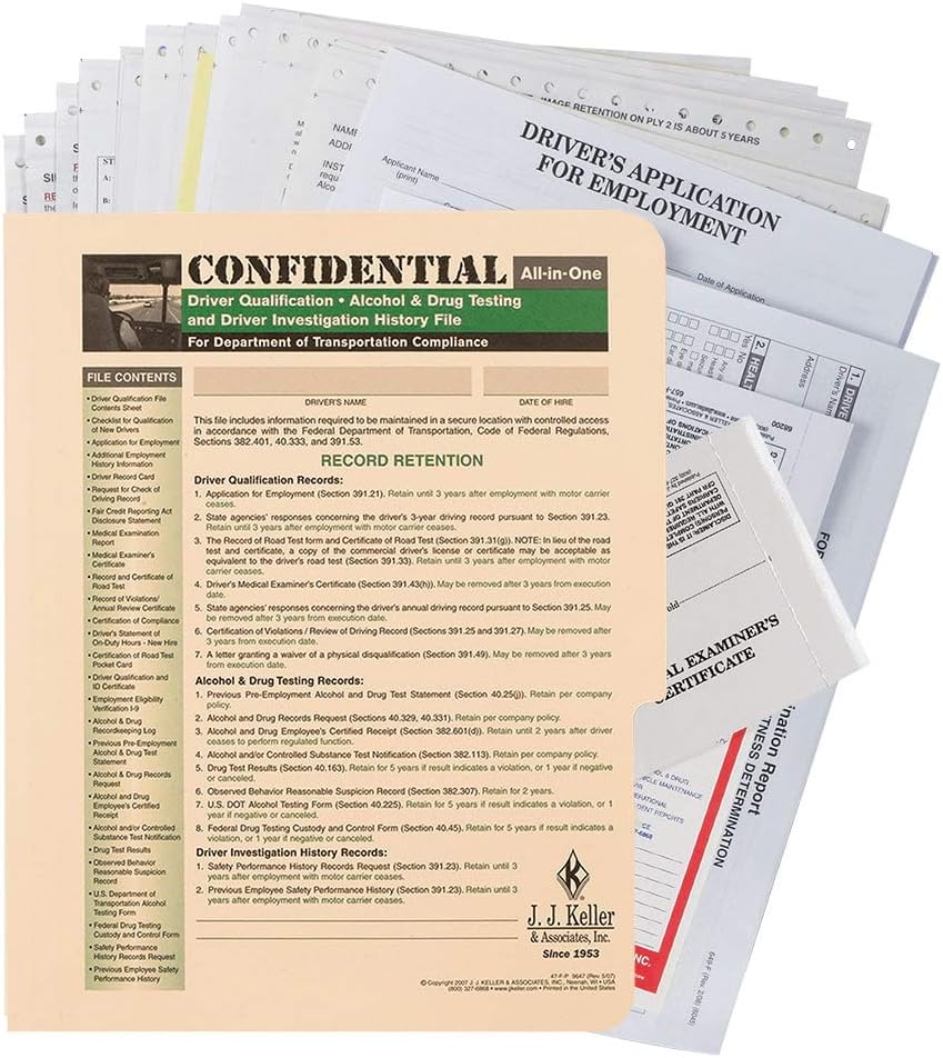 J. J. Keller Confidential All-in-One Driver Qualification File Packet