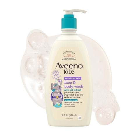 Aveeno Kids Face & Body Wash, Sensitive Skin, 18 fl. oz