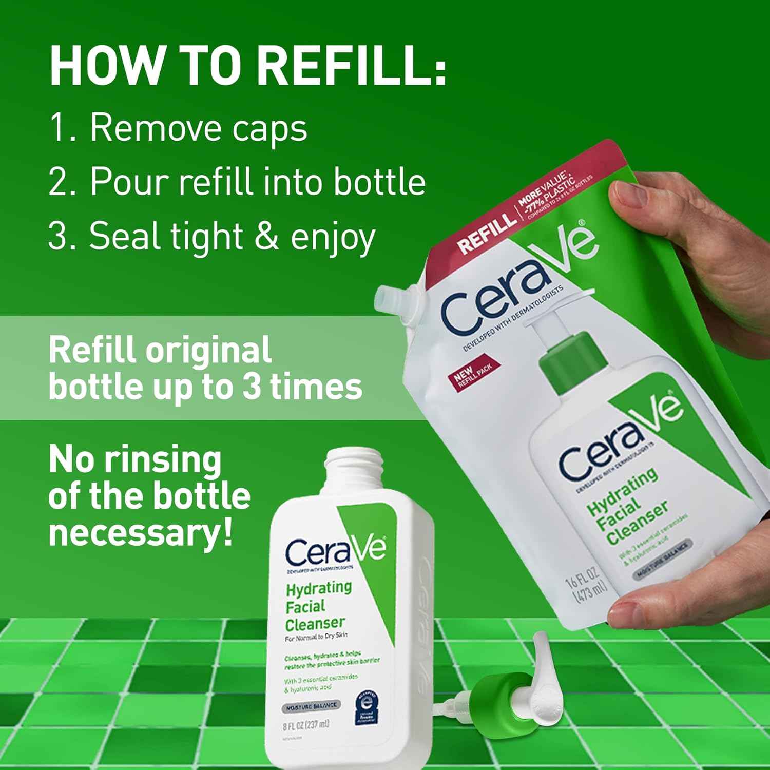 CeraVe Hydrating Cleanser with Hyaluronic Acid, Face Wash, Dry Skin, 16oz