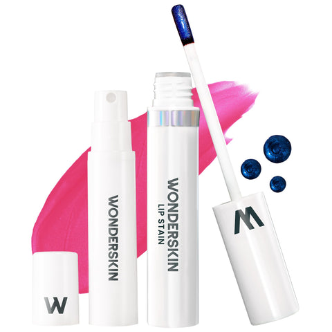 Wonderskin Wonder Blading Lip Stain Peel Off and Reveal Kit - Long Lasting, Waterproof Pink Lip Tint, Transfer Proof Natural Lip Stain Kit (Neon Rose)