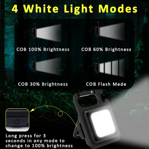 MAKDAK COB Rechargeable Keychain Flashlight 4Pack, High Lumen Super Bright LED Work Light with Magnet,Clip,Bottle Opener for Dog Walking,Car Repair, Emergency,Camping,EDC
