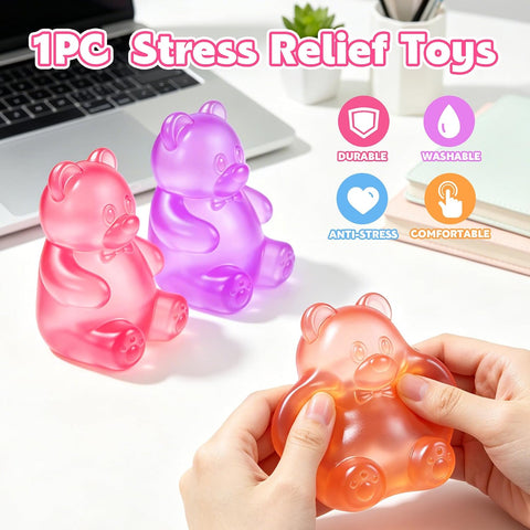 Bear Squishy, Stress Bear Taba Squishy Fidget Toys for Kids, Slow Rising Stress Balls for Adult - Squeeze Balls Party Favors Birthday Gifts- Orange