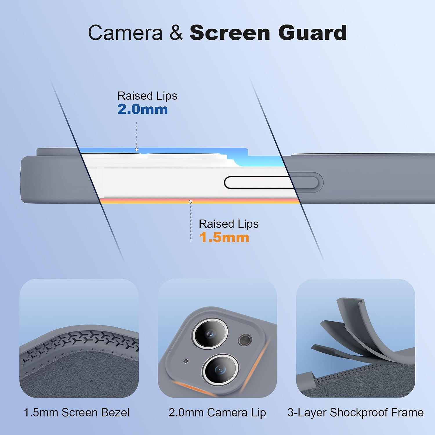 SKYLMW Case for iPhone 15 with Stand,6.1" Gray