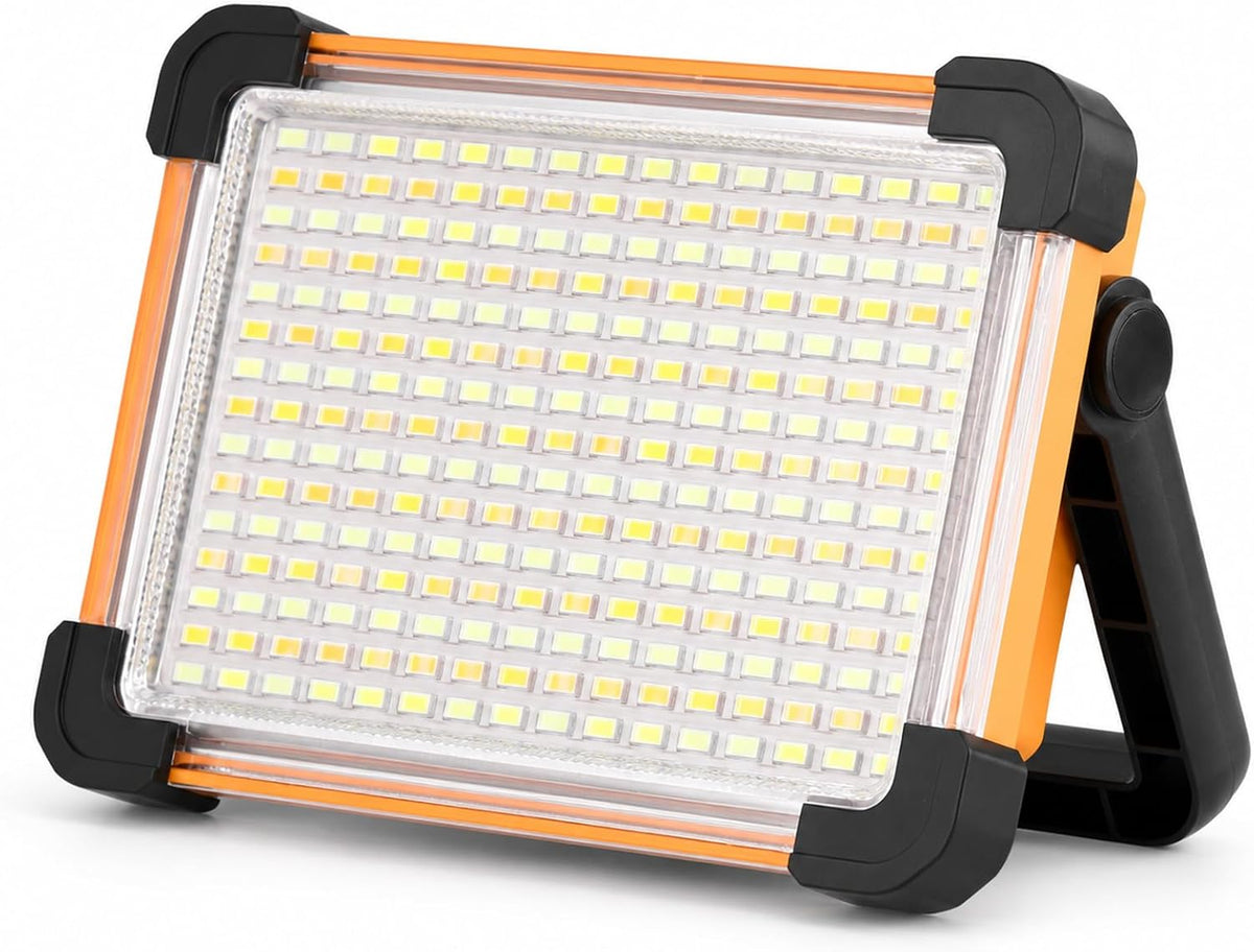 YXQUA 150W Solar Rechargeable Work Light, 180 LED 12000LM Work Light with Stepless dimming, Digital Display Flood Light with Stand,USB Output Outdoor Working Light for Emergency Mechanic