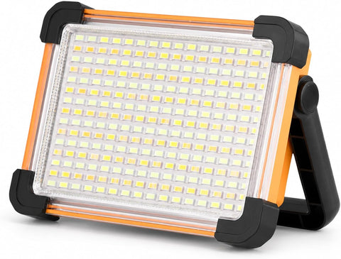 YXQUA 150W Solar Rechargeable Work Light, 180 LED 12000LM Work Light with Stepless dimming, Digital Display Flood Light with Stand,USB Output Outdoor Working Light for Emergency Mechanic