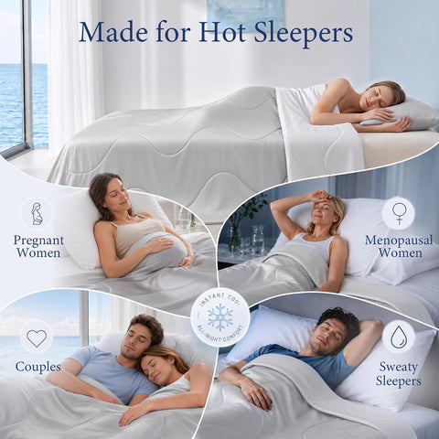 Cooling Comforter for Hot Sleepers, Twin 68x90, Silver Gray