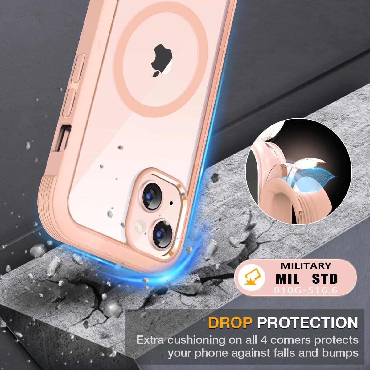 miracase for iPhone 13 mini Case 5.4",Built-in Glass Screen Protector,Pink