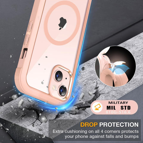 miracase for iPhone 13 mini Case 5.4",Built-in Glass Screen Protector,Pink