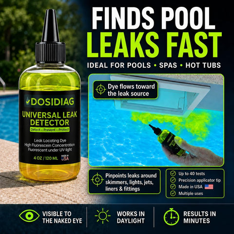 Pool Leak Detection Dye – 4 oz Fluorescent Tracer Dye for Pools, Spas, Plumbing, Roofs & Cars – UV Reactive – Made in USA