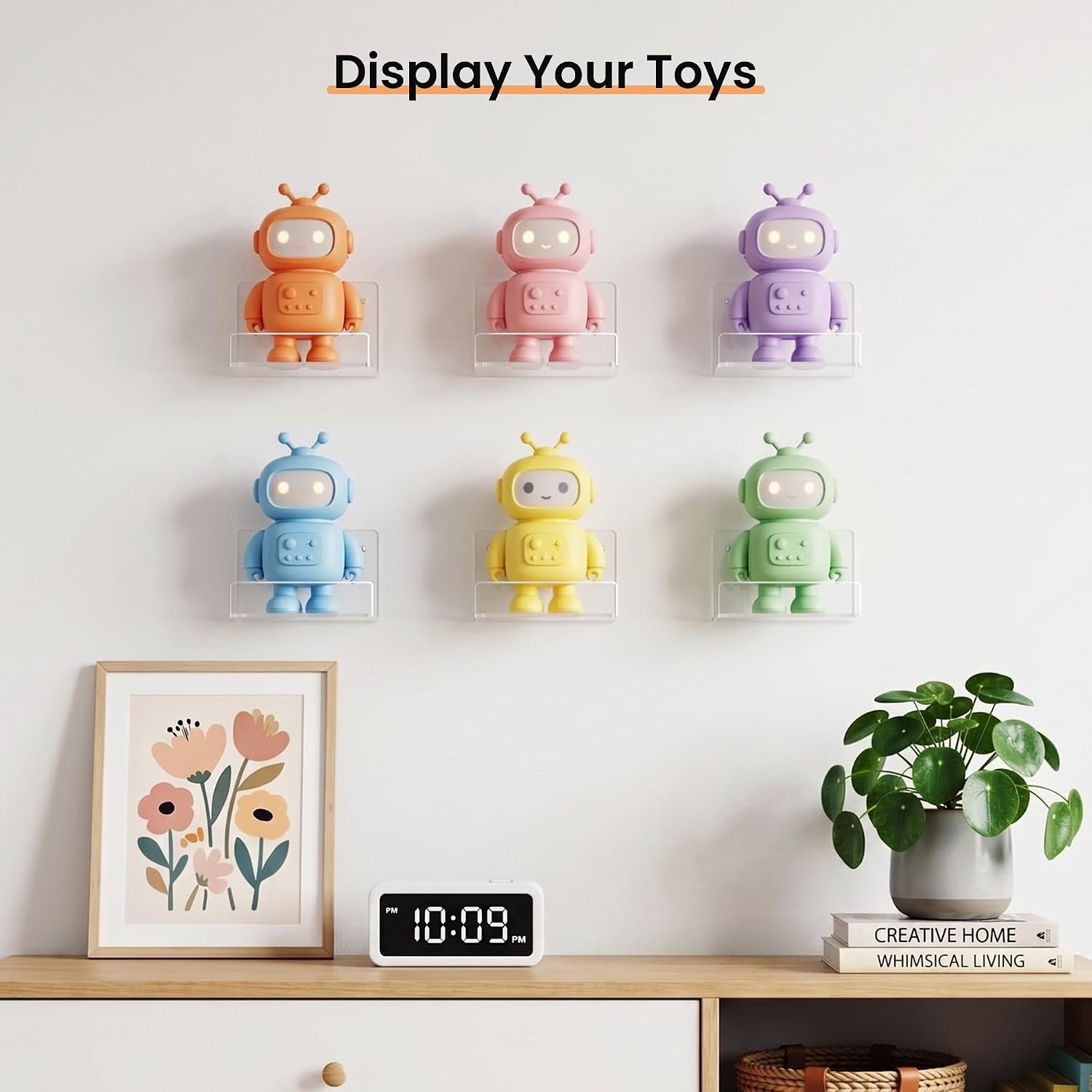 upsimples 4" Acrylic Shelves, Small Shelf for Wall Decor and Display, 4 Pcs