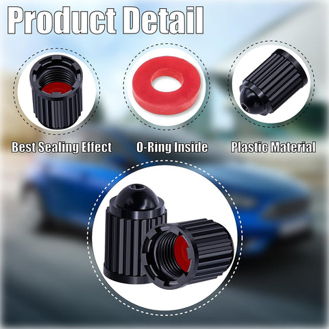 15PCS Plastic TPMS Tire Valve Stem Caps, with O Rubber Ring, Airtight Seal Heavy Duty Dustproof Tire Valve Stem Covers for Cars, SUV, Trucks, Bikes, Motorcycles, Bicycles(Black)