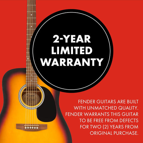 Fender FA-25 Dreadnought Acoustic Guitar, Beginner Guitar, with 2-Year Warranty, Includes Free Lessons, Sunburst