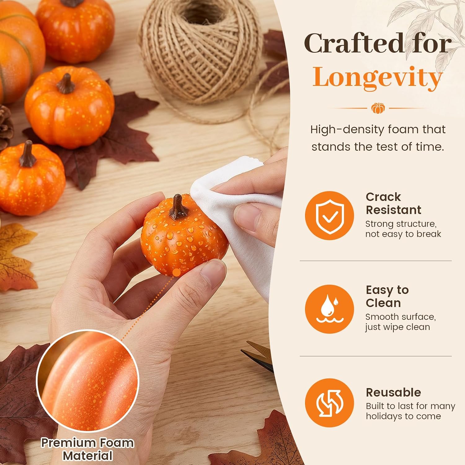 HAKACC 14 PCS Artificial Mixed Pumpkins for Decorating, Fake Pumpkins