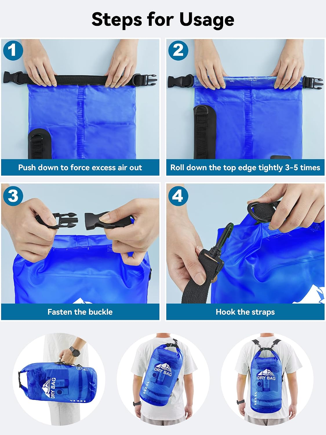 HEETA Dry Bag Waterproof Backpack with Phone Case 5L/10L/20L/30L/40L