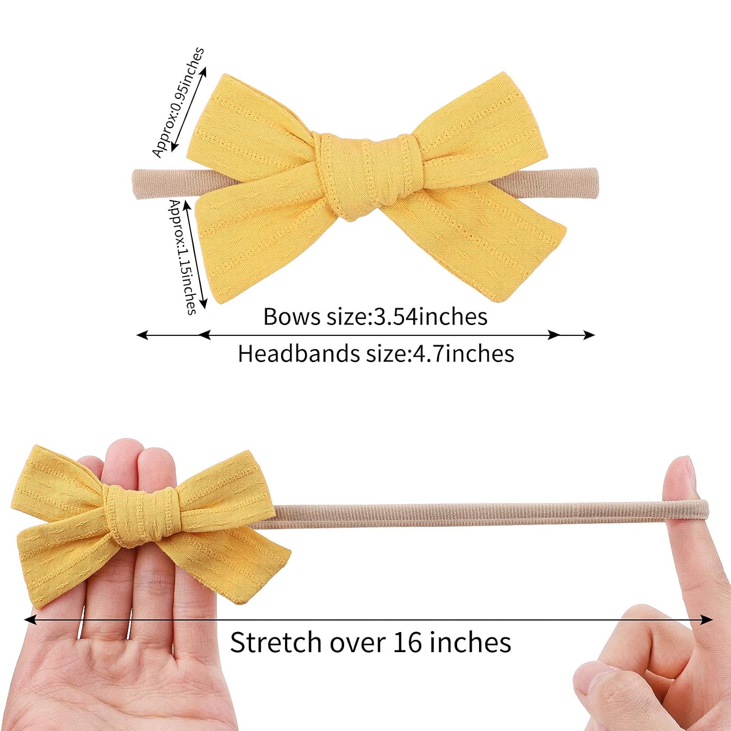 jollybows 20pcs Baby Girls Cotton Hair Bows Headbands Nylon Hair Bands Elastic Hair Accessories for Newborn Kids Infants Toddlers
