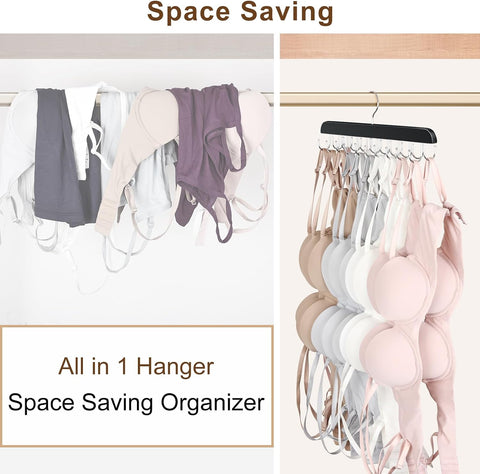 Tank Top Hanger with 40 Hooks for Closet Organizer, Premium Wood Bra Hanger