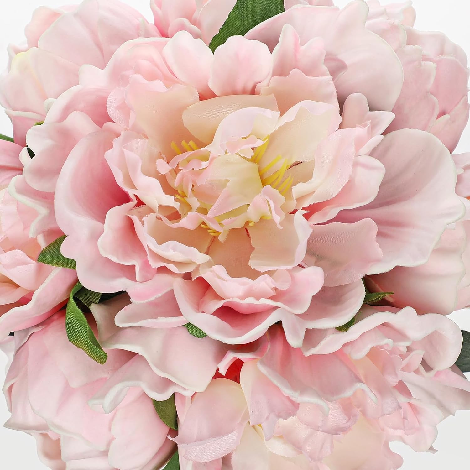 Hollyone Pink Peonies Artificial Flowers with Vase Faux Peonies Look Real Peony Fake Flowers Silk Flower Arrangements in Glass Vase with Faux Water for Bathroom Table Centerpiece Shelf Home Decor