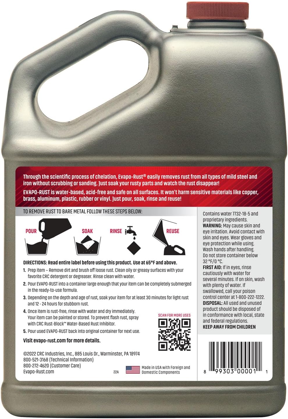 Evapo-Rust CRC Heavy Duty Rust Remover for Metal and Tools - 1 Gallon