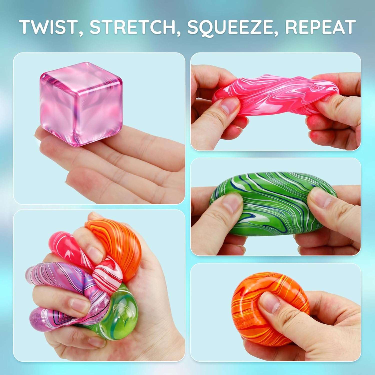 4pcs Mini Stress Cube Slow Rising Squishy Fidget Toys Stress Balls Adults