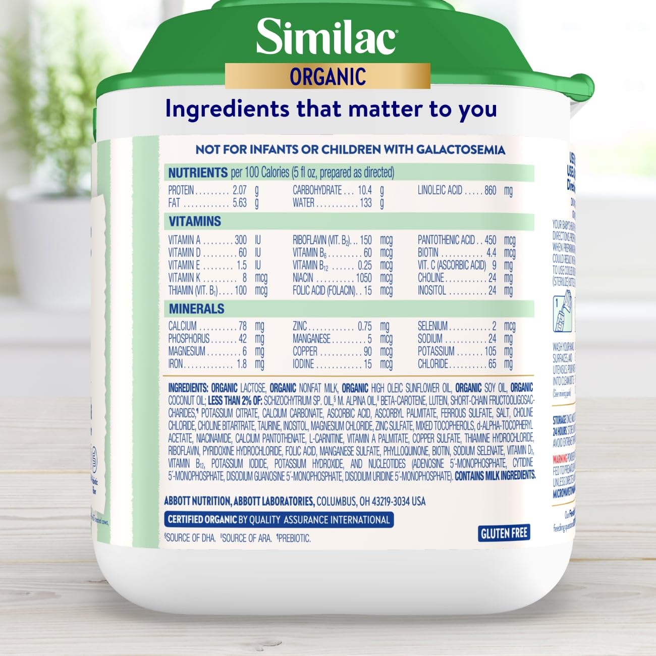 Similac Organic Infant Formula, Easy to Digest, USDA-Certified Organic, Powder, 20.6-oz Tub