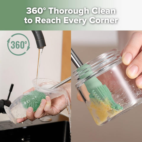 Haakaa Silicone Cleaning Brush for Baby Bottles & Crevices, Pea Green, 1PK