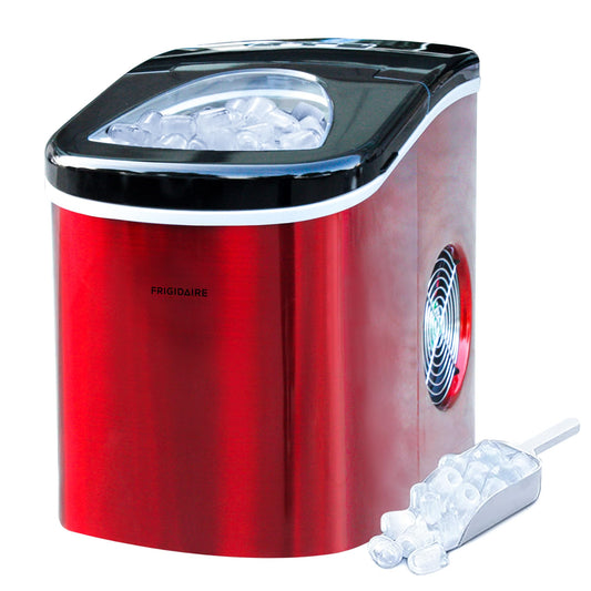 Frigidaire EFIC117-SSRED-COM Stainless Steel Ice Maker, 26lb per day, RED STAINLESS