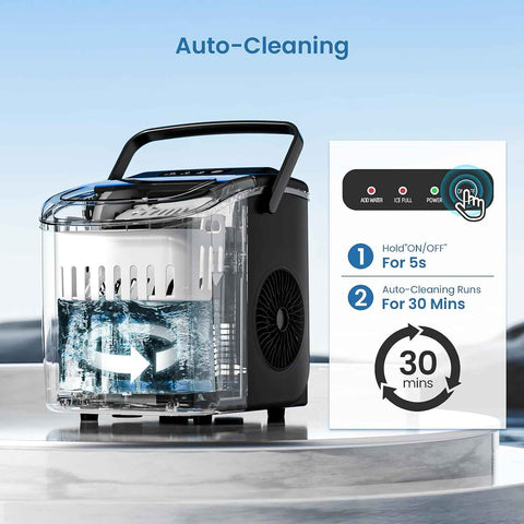 Antarctic Star Ice Makers Countertop with Auto-Cleaning, 9 Bullet Ice Cubes in 6 Mins, 26lbs/Day, Portable Ice Machine with Handle, Basket and Scoop for Home, Kitchen, Office, Party