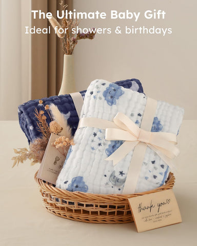Yoofoss Hooded Baby Bath Towels 2 Pack 100% Muslin Organic Cotton with Hood
