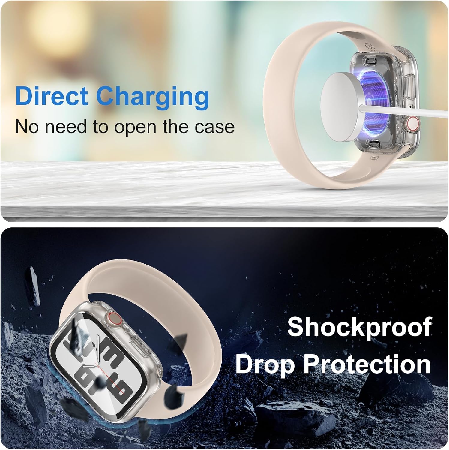 YIJDACASE 3 in 1 Waterproof Case for 46mm Apple Watch Series 11/10, Clear