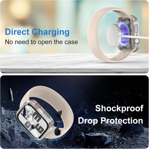 YIJDACASE 3 in 1 Waterproof Case for 46mm Apple Watch Series 11/10, Clear