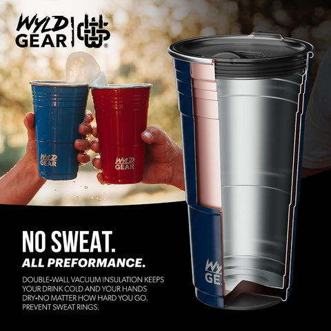 Wyld Gear Party Cup 24oz Navy Stainless Steel Reusable Metal Cup with Lid